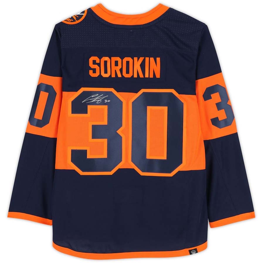 NY.Islanders #30 Ilya Sorokin Autographed Fanatics Authentic 2024 Stadium Series Authentic Jersey Stitched American Hockey Jerseys CROVYIE
