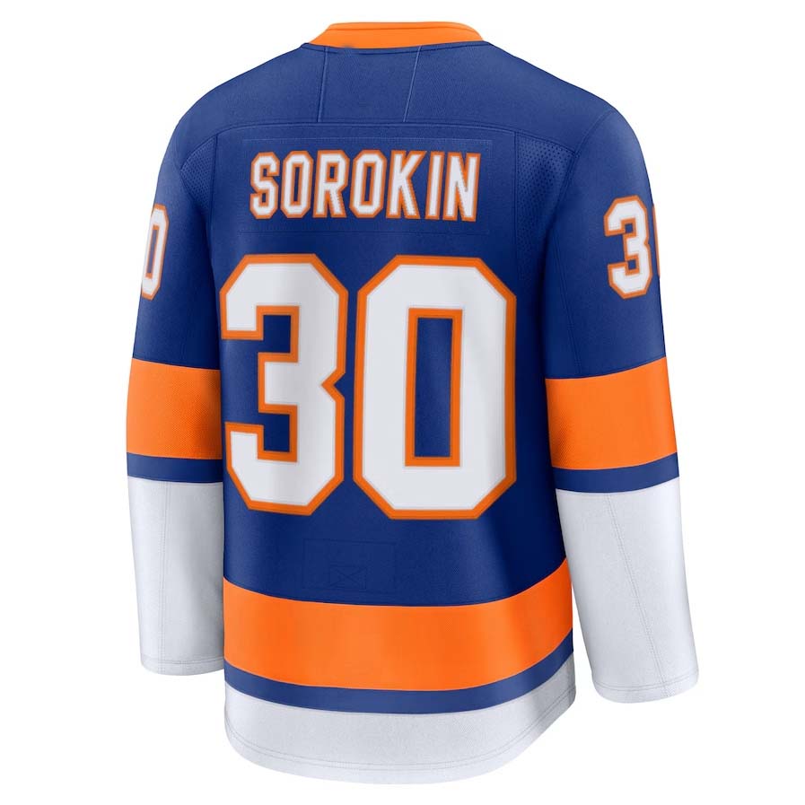 NY.Islanders #30 Ilya Sorokin  Fanatics Home Premium Jersey - Royal Stitched American Hockey Jerseys CROVYIE