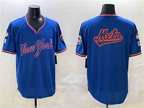 New York Mets Team Big Logo Royal 2025 Spring Training Stitched Baseball Jersey
