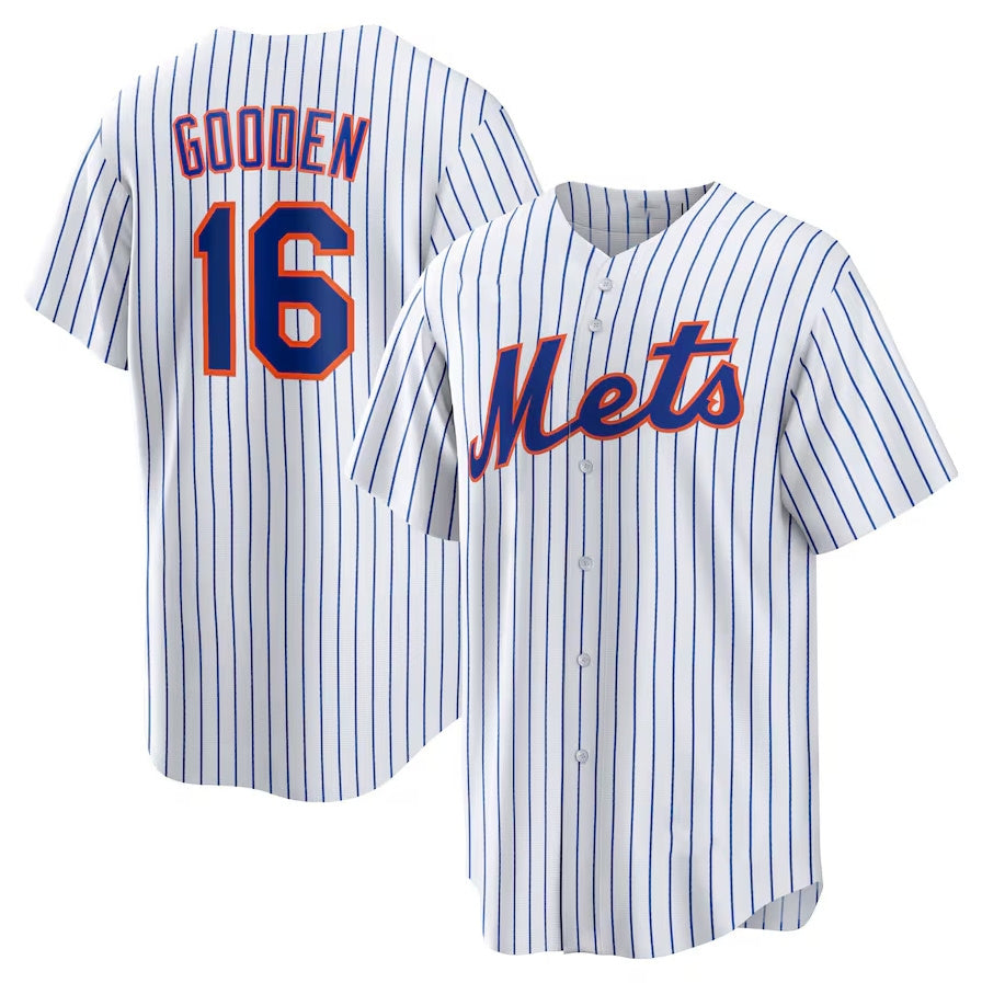 New York Mets #16 Dwight Gooden Home Replica Player Jersey - White Stitched Baseball Jersey
