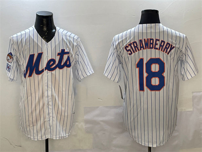 New York Mets #18 Darryl Strawberry White 2025 Spring Training Cool Base Stitched Baseball Jersey