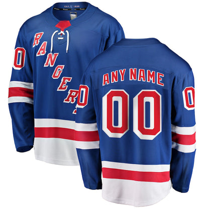 Custom NY.Rangers Fanatics Branded Home Breakaway Royal Stitched American Hockey Jerseys CROVYIE