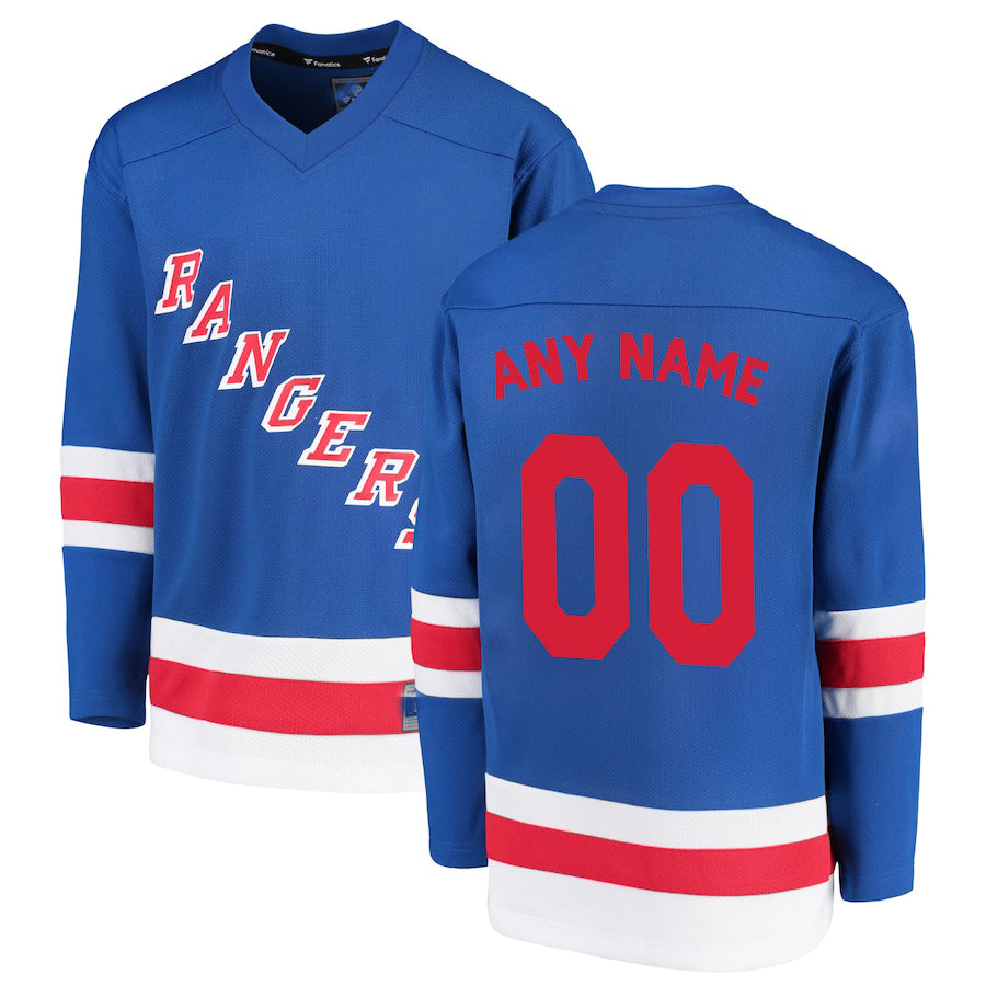 Custom NY.Rangers Fanatics Branded Home Replica Royal Stitched American Hockey Jerseys CROVYIE