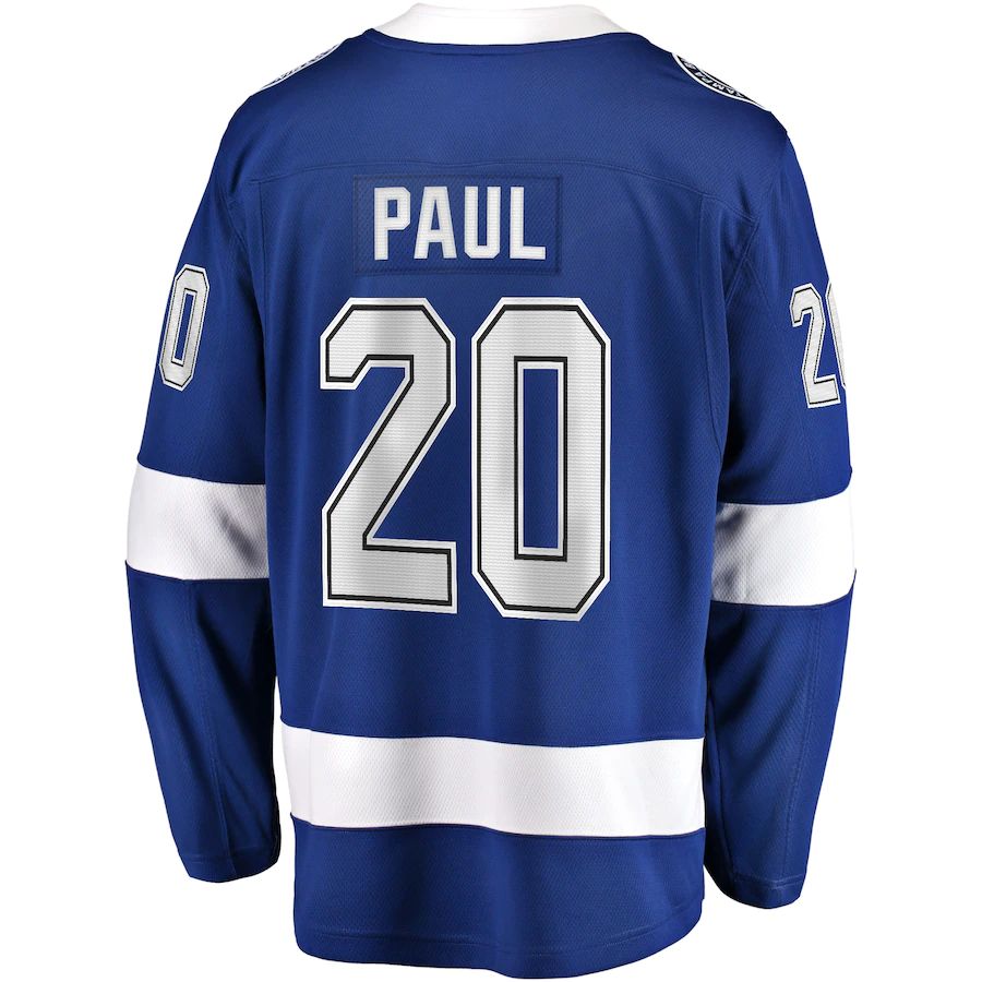 TB.Lightning #20 Nicholas Paul Fanatics Branded Home Breakaway Player Jersey Blue Stitched American Hockey Jerseys CROVYIE
