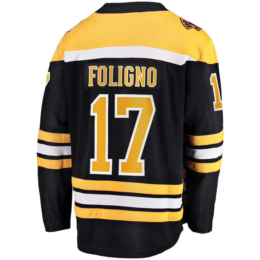 B.Bruins #17 Nick Foligno Fanatics Branded Home Breakaway Player Jersey Black Stitched American Hockey Jerseys CROVYIE