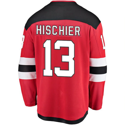NJ.Devils #13 Nico Hischier Fanatics Branded Breakaway Player Jersey Red Stitched American Hockey Jerseys CROVYIE