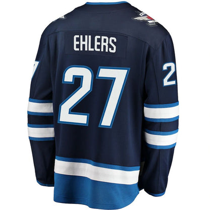 W.Jets #27 Nikolaj Ehlers Fanatics Branded Breakaway Replica Jersey Navy Stitched American Hockey Jerseys CROVYIE