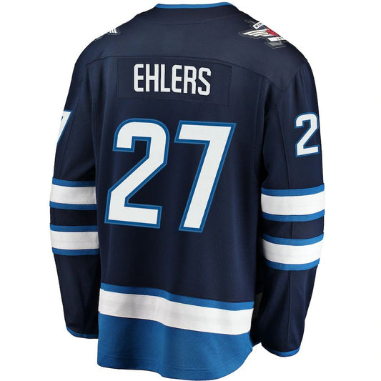 W.Jets #27 Nikolaj Ehlers Fanatics Branded Breakaway Replica Jersey Navy Stitched American Hockey Jerseys CROVYIE