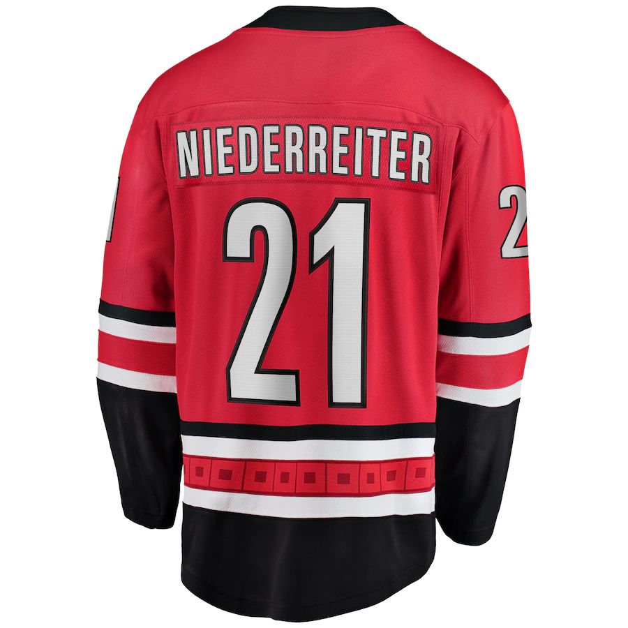 C.Hurricanes #21 Nino Niederreiter Fanatics Branded Home Breakaway Player Jersey Red Stitched American Hockey Jerseys CROVYIE