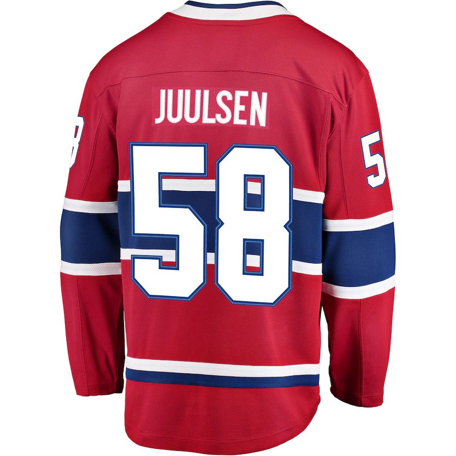 M.Canadiens #58 Noah Juulsen Fanatics Branded Breakaway Player Jersey Jersey  Red Stitched American Hockey Jerseys CROVYIE