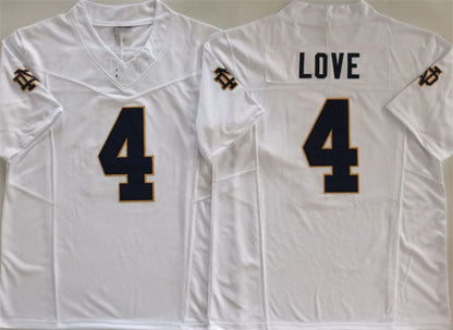 N.Dame Fighting Irish #4 Jeremiyah Love White 2024 F.U.S.E. Limited Stitched Football  American College Jerseys