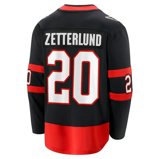 O.Senators #20 Fabian Zetterlund Fanatics Home Breakaway Jersey - Black Stitched American Hockey Jerseys CROVYIE