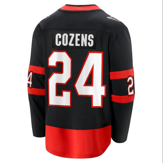 O.Senators #24 Dylan Cozens Fanatics Home Breakaway Jersey - Black Stitched American Hockey Jerseys CROVYIE