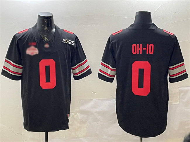 O.State Buckeyes #0 OH-IO Black 2025 CFP Final With National Champions Patch F.U.S.E. Vapor Limited Stitched Football American College Jerseys