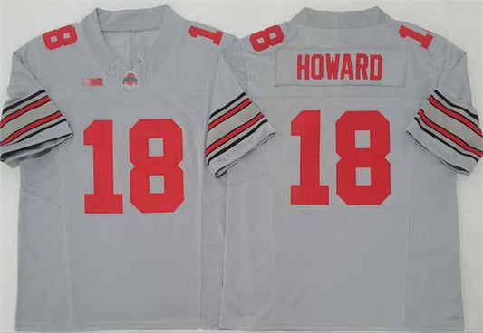 O.State Buckeyes #18 Will Howard Gray 2025 F.U.S.E. Limited Stitched American College Jerseys