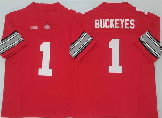 O.State Buckeyes #1 Buckeyes Red 2025 F.U.S.E. Limited Stitched American College Jerseys