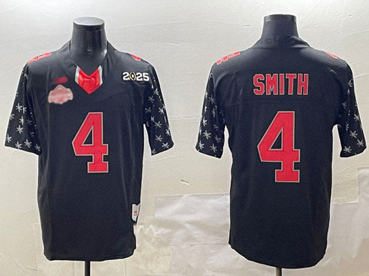 O.State Buckeyes #4 Jeremiah Smith Black 2025 CFP Final With National Champions Patch F.U.S.E. Vapor Limited Stitched Football American College Jerseys