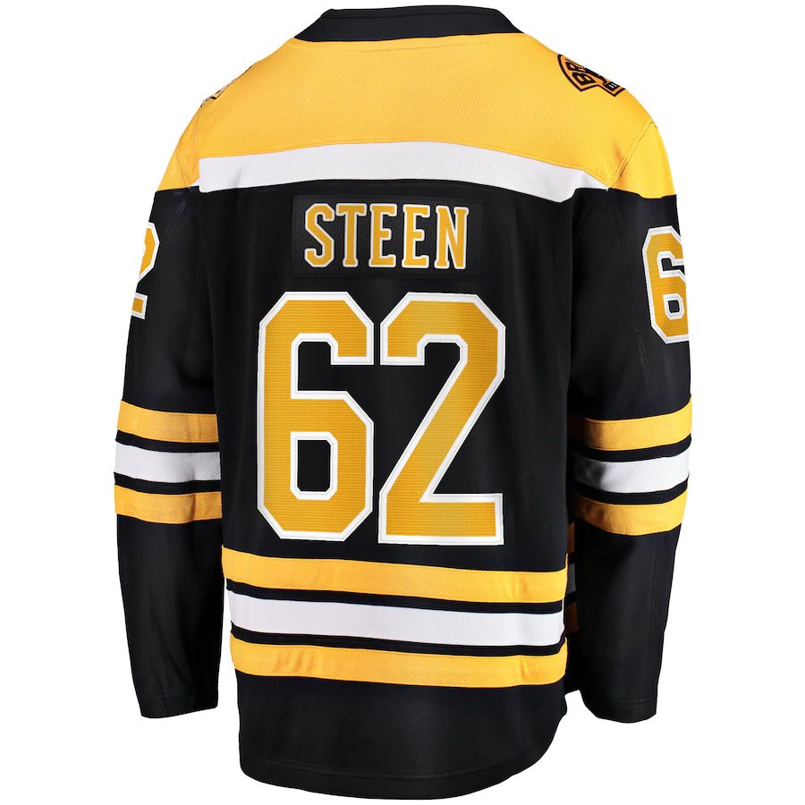 B.Bruins #62 Oskar Steen Fanatics Branded Home Breakaway Player Jersey Black Stitched American Hockey Jerseys CROVYIE