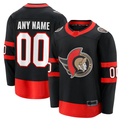 Custom O.Senators Fanatics Branded 2020-21 Home Breakaway Jersey Black Stitched American Hockey Jerseys CROVYIE
