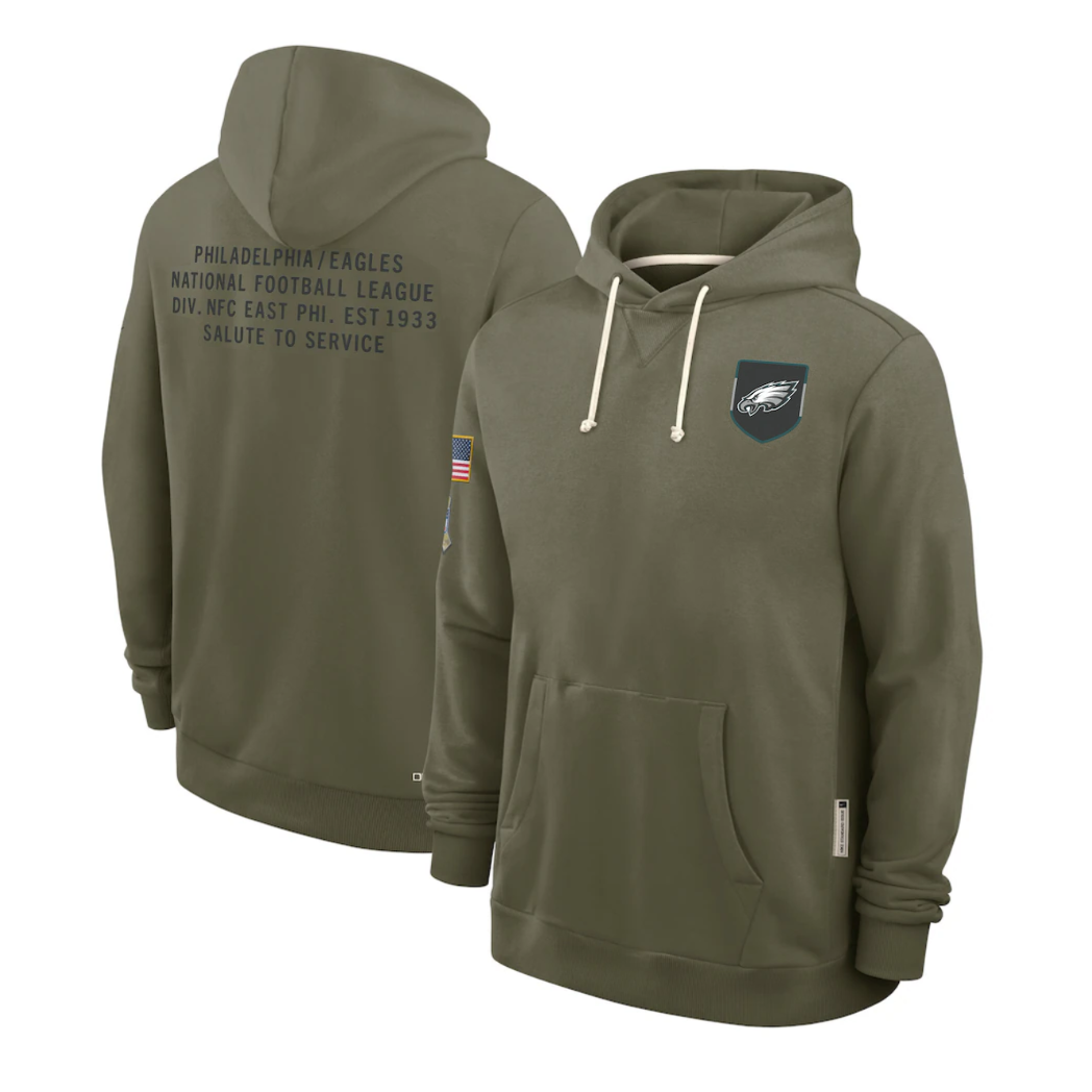 P.Eagles Olive 2025 Salute to Service Sideline Standard Issue Dri-FIT Hoodie Stitched American Football Jerseys