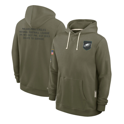 P.Eagles Olive 2025 Salute to Service Sideline Standard Issue Dri-FIT Hoodie Stitched American Football Jerseys
