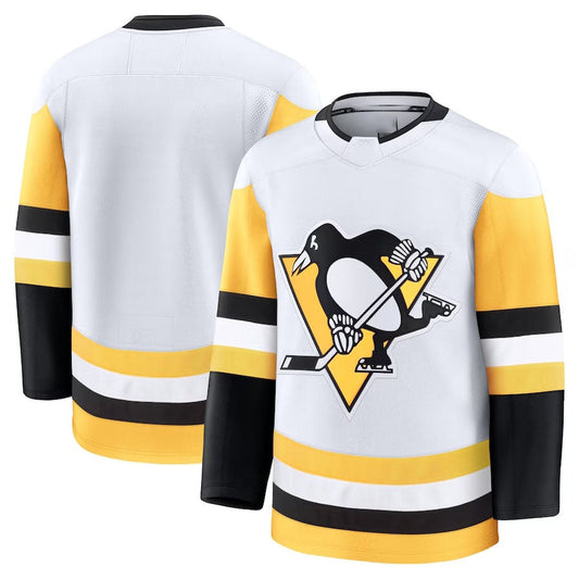 P.Penguins Fanatics Away Premium Jersey - White Stitched American Hockey Jerseys CROVYIE