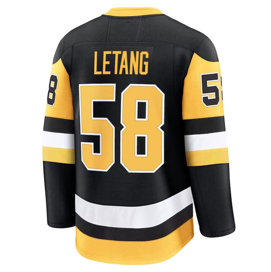 P.Penguins #58 Kris Letang Fanatics Home Premium Jersey - Black Stitched American Hockey Jerseys CROVYIE
