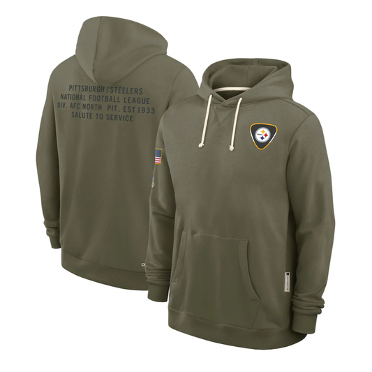 P.Steelers Olive 2025 Salute to Service Sideline Standard Issue Dri-FIT Hoodie Stitched American Football Jerseys