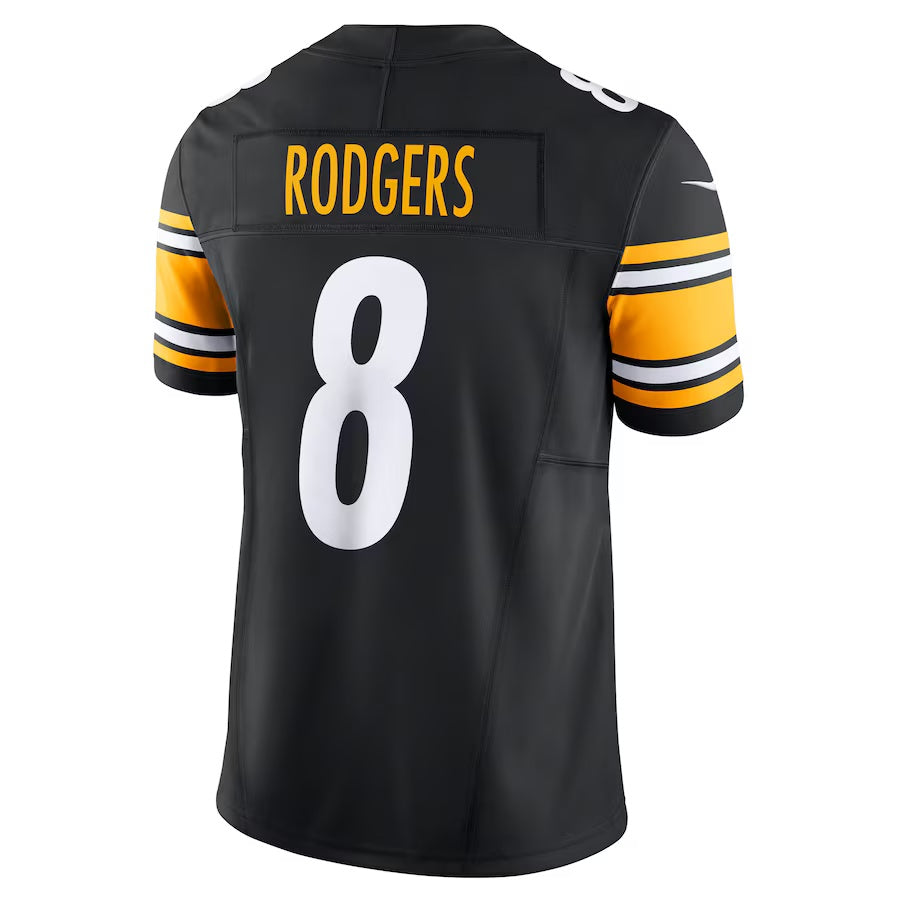 P.Steelers #8 Aaron Rodgers Black Team Vapor F.U.S.E. Limited Stitched American Football Jerseys
