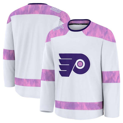 P.Flyers Fanatics 2024 Hockey Fights Cancer Practice Jersey - White Stitched American Hockey Jerseys CROVYIE