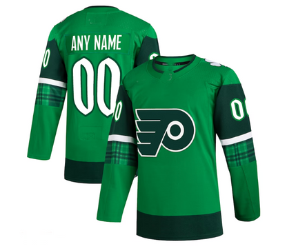 Custom P.Flyers 2023 St. Patrick's Day Primegreen Authentic Jersey - Kelly Green Stitched American Hockey Jerseys CROVYIE