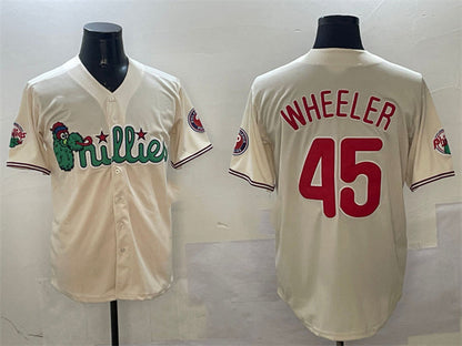 Philadelphia Phillies #45 Zack Wheeler Cream Phanatic Limited Stitched Baseball Jersey