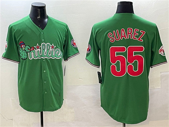 Philadelphia Phillies #55 Ranger Su¨¢rez Green Phanatic Limited Stitched Baseball Jersey