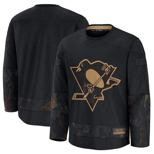 P.Penguins Fanatics 2024 Military Appreciation Practice Jersey - Black Stitched American Hockey Jerseys CROVYIE