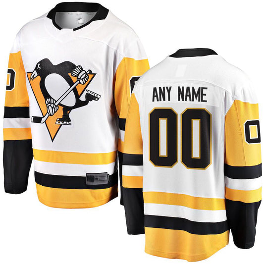 Custom P.Penguins Fanatics Branded Away Breakaway White Stitched American Hockey Jerseys CROVYIE