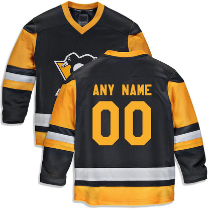Custom P.Penguins Fanatics Branded Home Replica Custom Jersey Black Stitched American Hockey Jerseys CROVYIE