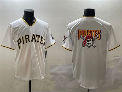 Pittsburgh Pirates Team Big Logo White Home Limited Stitched Baseball Jersey