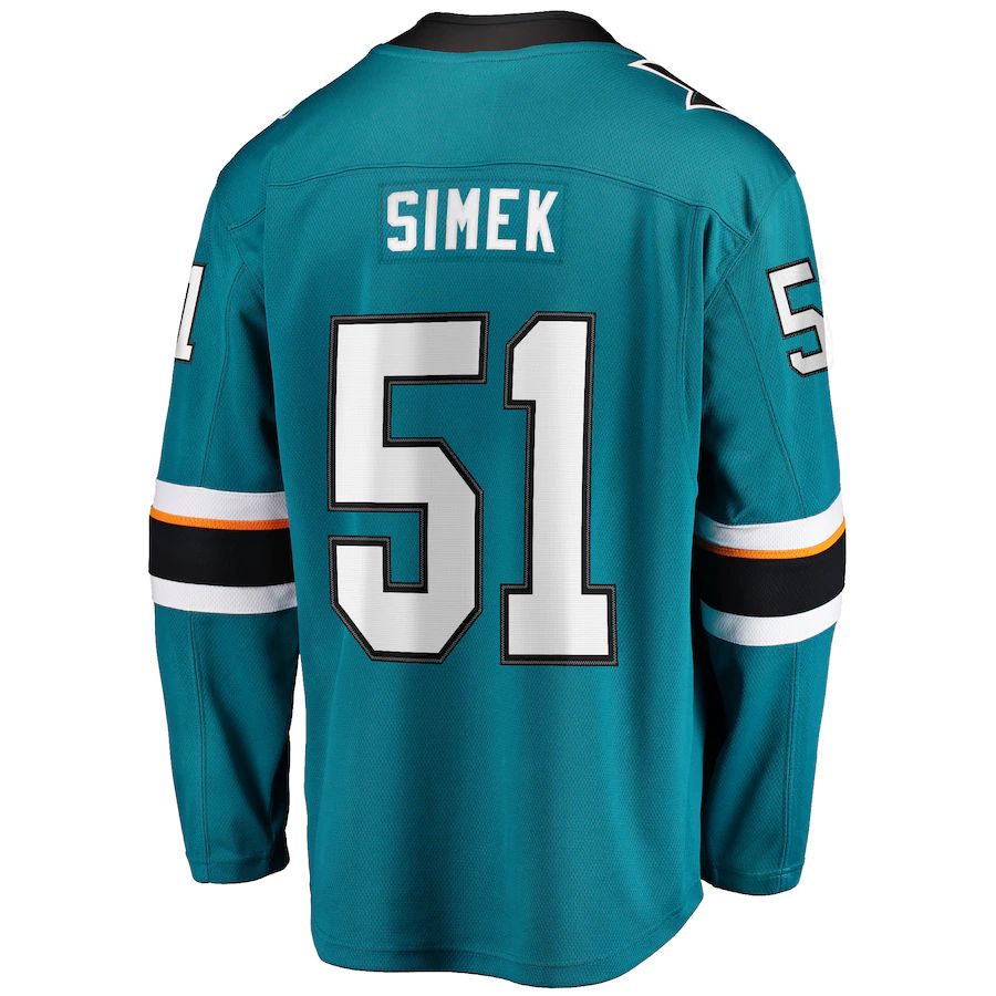 SJ.Sharks #51 Radim Simek Fanatics Branded Home Breakaway Player Jersey Teal Stitched American Hockey Jerseys CROVYIE