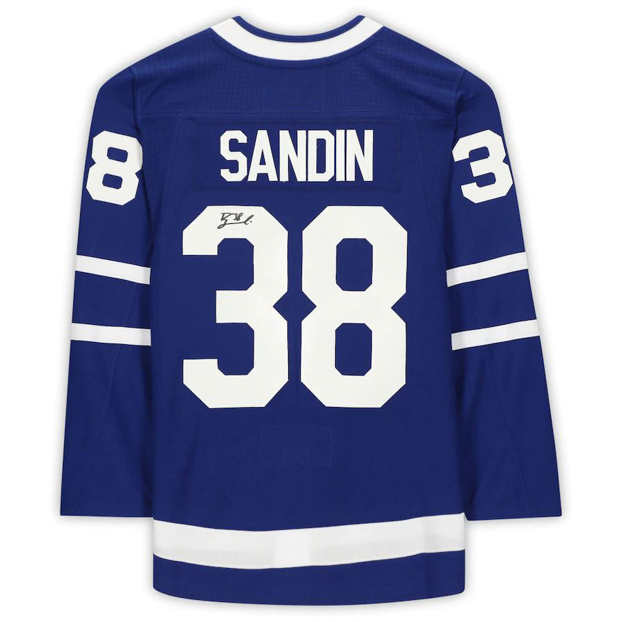 T.Maple Leafs #38 Rasmus Sandin Fanatics Authentic Autographed Blue Stitched American Hockey Jerseys CROVYIE