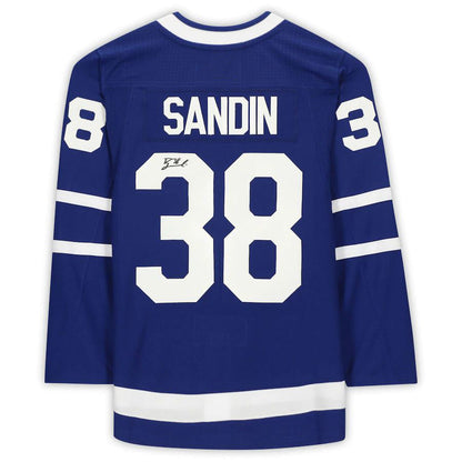 T.Maple Leafs #38 Rasmus Sandin Fanatics Authentic Autographed Blue Stitched American Hockey Jerseys CROVYIE
