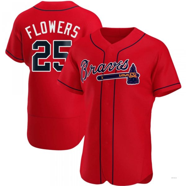Atlanta Braves #25 Tyler Flowers Red Alternate Jersey Stitches Baseball Jerseys