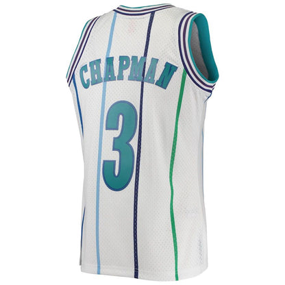 C.Hornets #3 Rex Chapman Mitchell & Ness 1988-89 Hardwood Classics Swingman Jersey White Stitched American Basketball Jersey