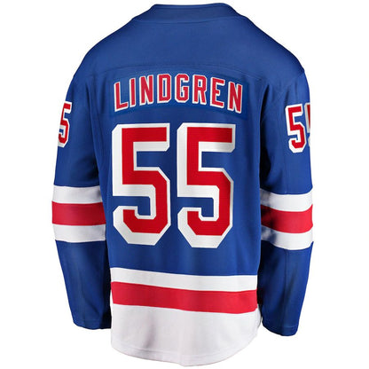 NY.Rangers #55 Ryan Lindgren Fanatics Branded 2017-18 Home Breakaway Replica Jersey  Blue Stitched American Hockey Jerseys CROVYIE