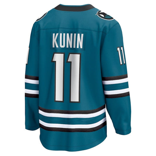 SJ.Sharks #11 Luke Kunin Fanatics Home Breakaway Player Jersey - Teal Stitched American Hockey Jerseys CROVYIE