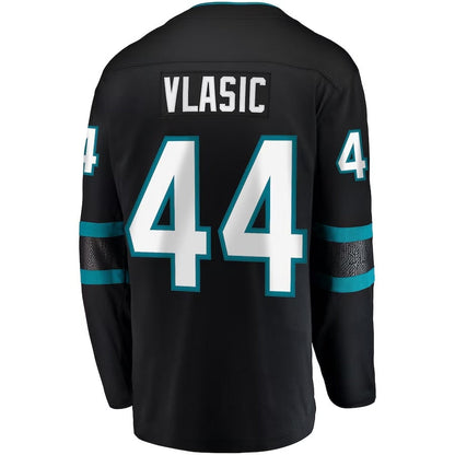 SJ.Sharks #44 Marc-Edouard Vlasic Fanatics Premier Breakaway Player Jersey - Black Stitched American Hockey Jerseys CROVYIE