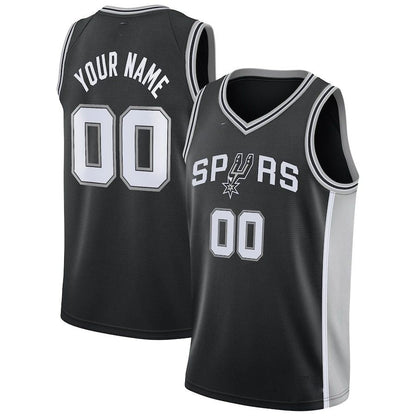 Custom S.Antonio Spurs Swingman Jersey Black Icon Edition Stitched Basketball Jersey