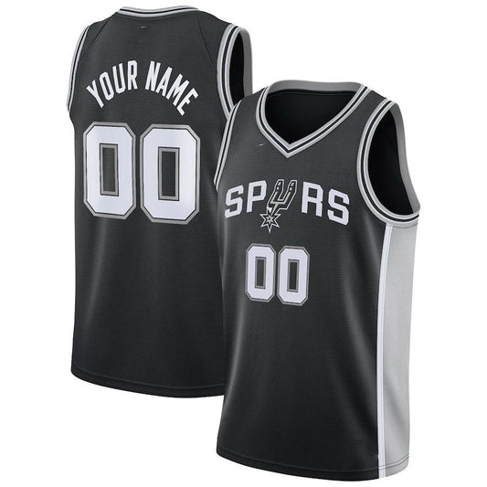 Custom S.Antonio Spurs Swingman Jersey Black Icon Edition Stitched Basketball Jersey