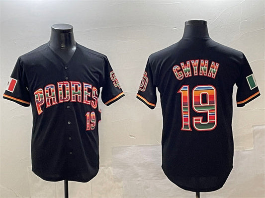 San Diego Padres #19 Tony Gwynn Black Mexico Cool Base Stitched Baseball Jersey