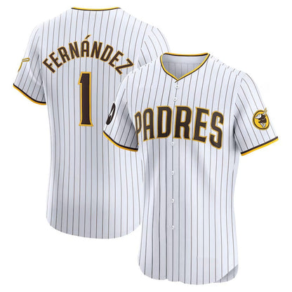 San Diego Padres #1 Tony Fern¨¢ndez Home Elite Sponsor Patch Player Jersey - White Stitched Baseball Jersey