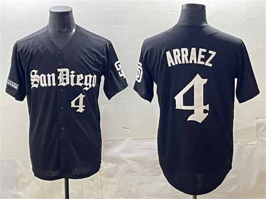 San Diego Padres #4 Luis Arraez Black Gothic Edition Vapor Limited Stitched Baseball Jersey